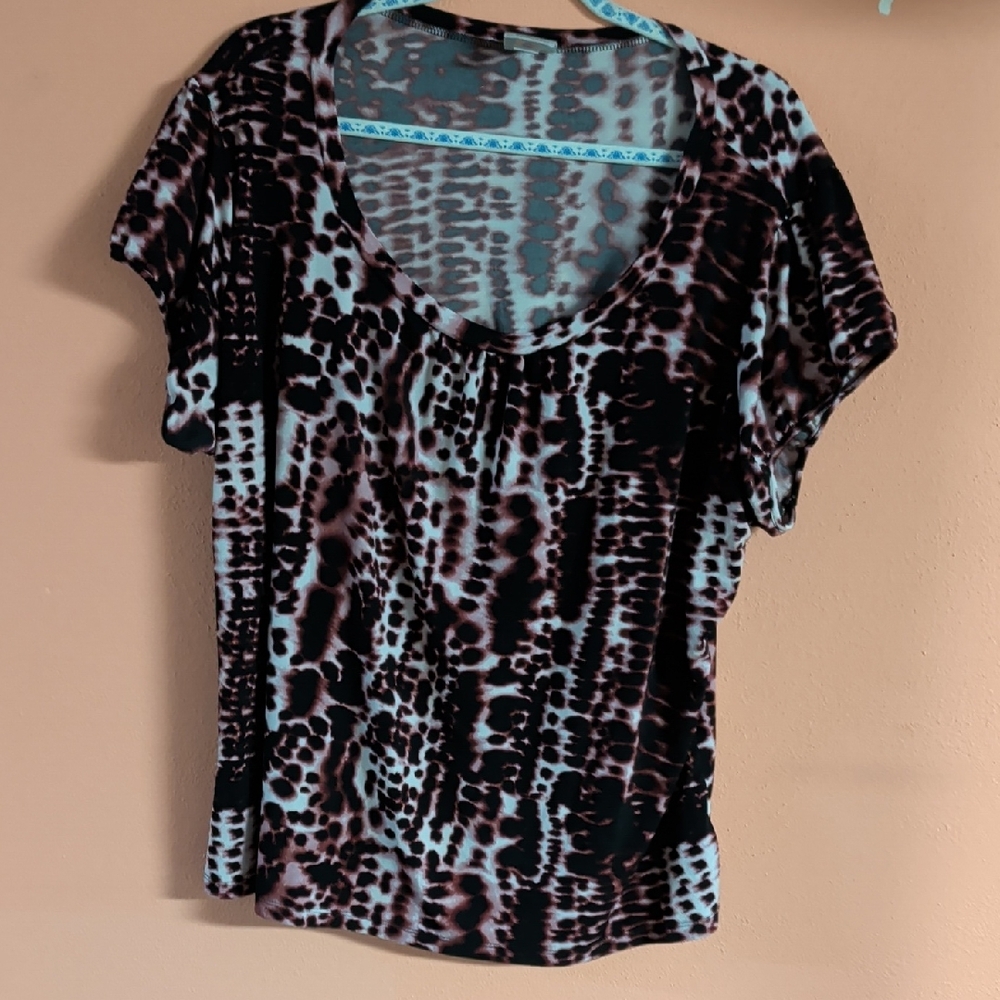 Worthington Black and Brown Patterned Top